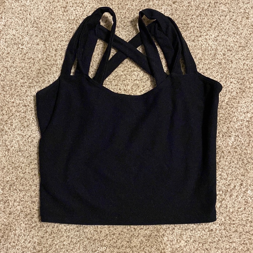 Wolven Onyx Double Cross Top SZ XS